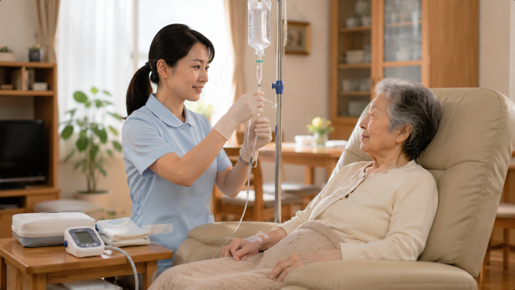 ご自宅での医療処置の様子